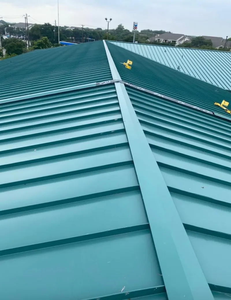Green commercial metal roof ridge and valley for Metal Roof Repair in Covina